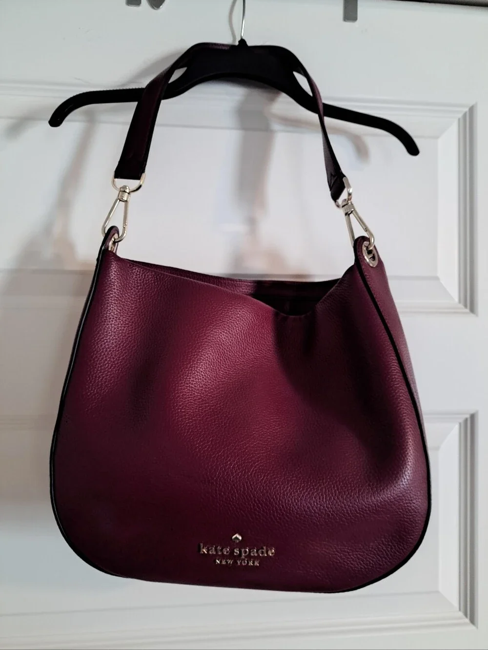 kate spade Deep Plum Pebbled Leather Hobo Bag with Gold Hardware